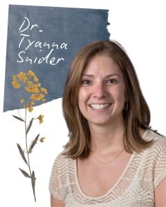 Photo of a woman with the text of her name Dr. Tyanna Snider
