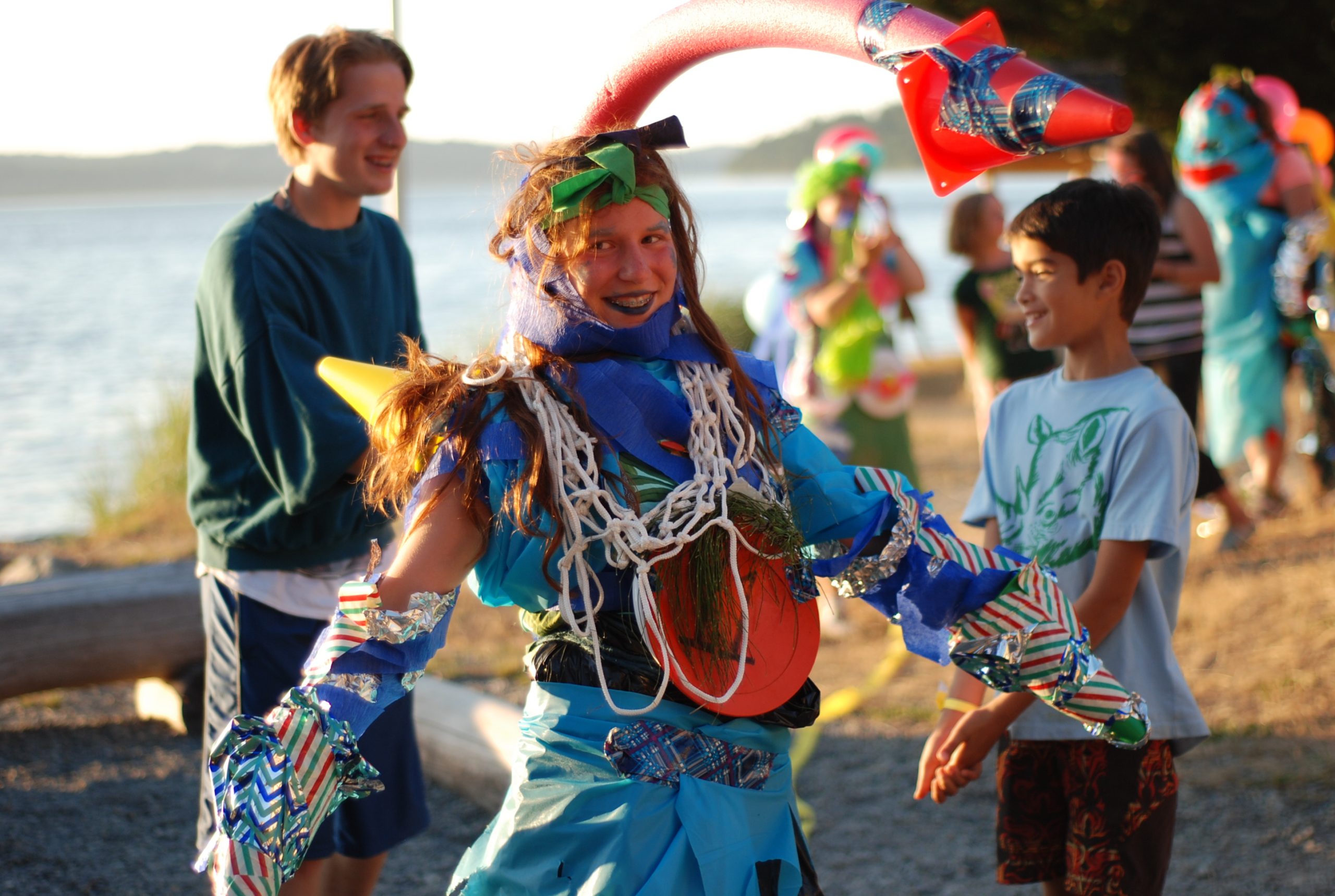 Teen leader wearing costume