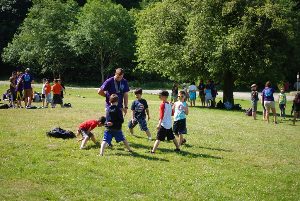 Campers playing games at Camp Sealth