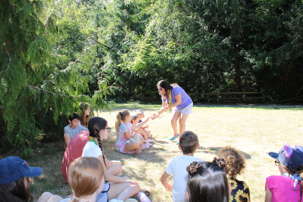 Snake lady at Day Camp showing snakes to campers