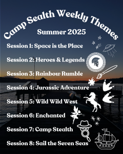 List of the themes over a background image of a sunset.