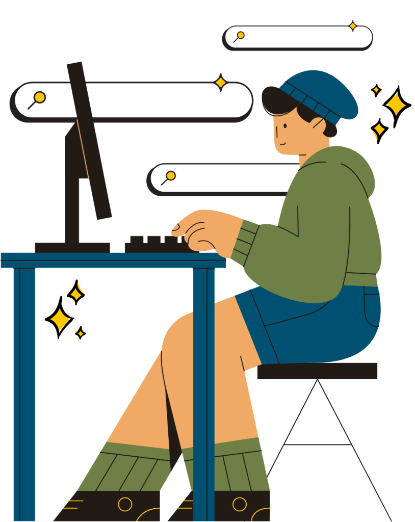 illustration of someone sitting in front of a computer
